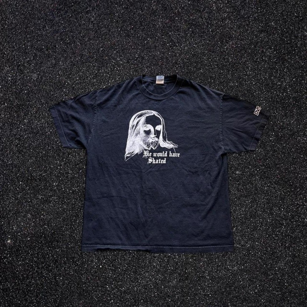 DVS Shoes He Would Have Skated Jesus Graphic T-Shirt Mens XL Black Skateboarding